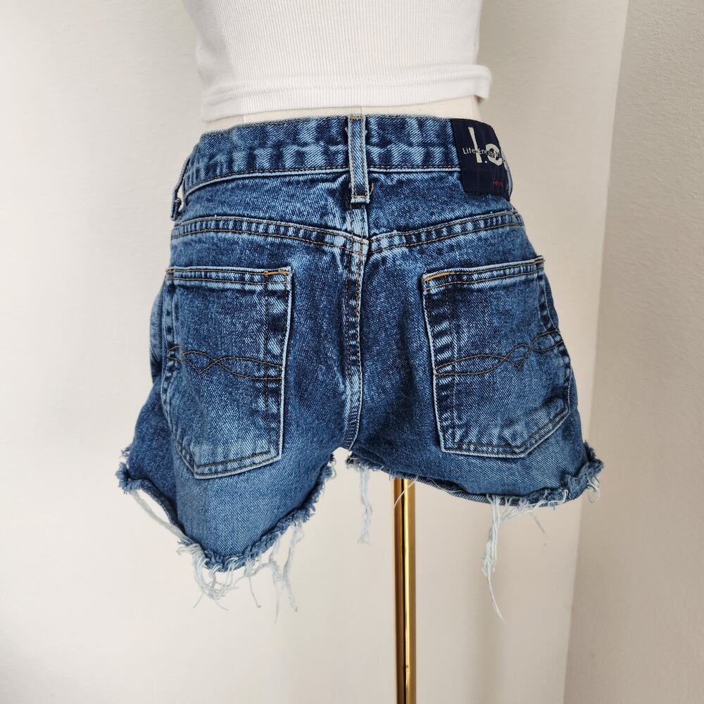 Vintage Y2K Dark Wash Denim Cut Off Jean Shorts Mid Rise Lei 4 - Picture 4 of 12